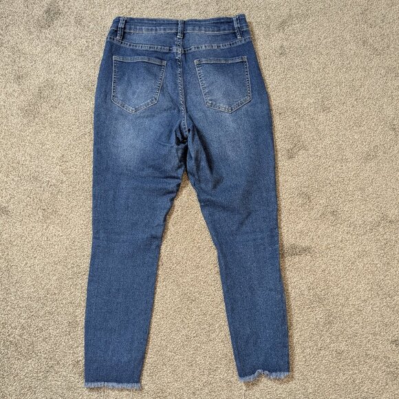 ROYALTY FOR ME High Rise Ankle Blue Stretch Denim Button-Fly Jeans; Size 8 - Picture 2 of 4